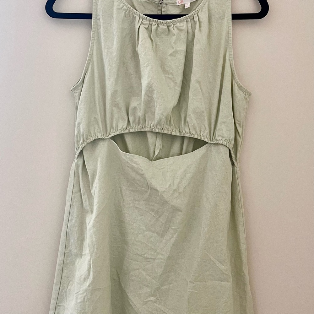 Sage Green Sleeveless Cutout Dress